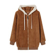 New Style Autumn And Winter Loose Plush Zipper Hooded Jacket Woman