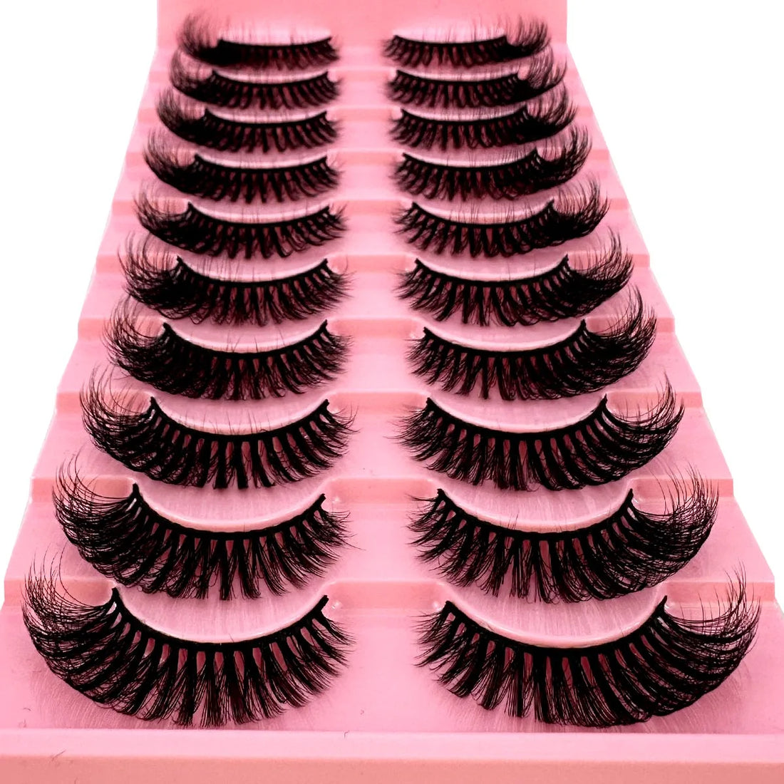 NEW 10 Pairs Cat Eye Lashes Fluffy Faux Mink Lashes 8D Wispy Lashes Pack Dramatic Long Thick Volume Eyelashes False Eyelas