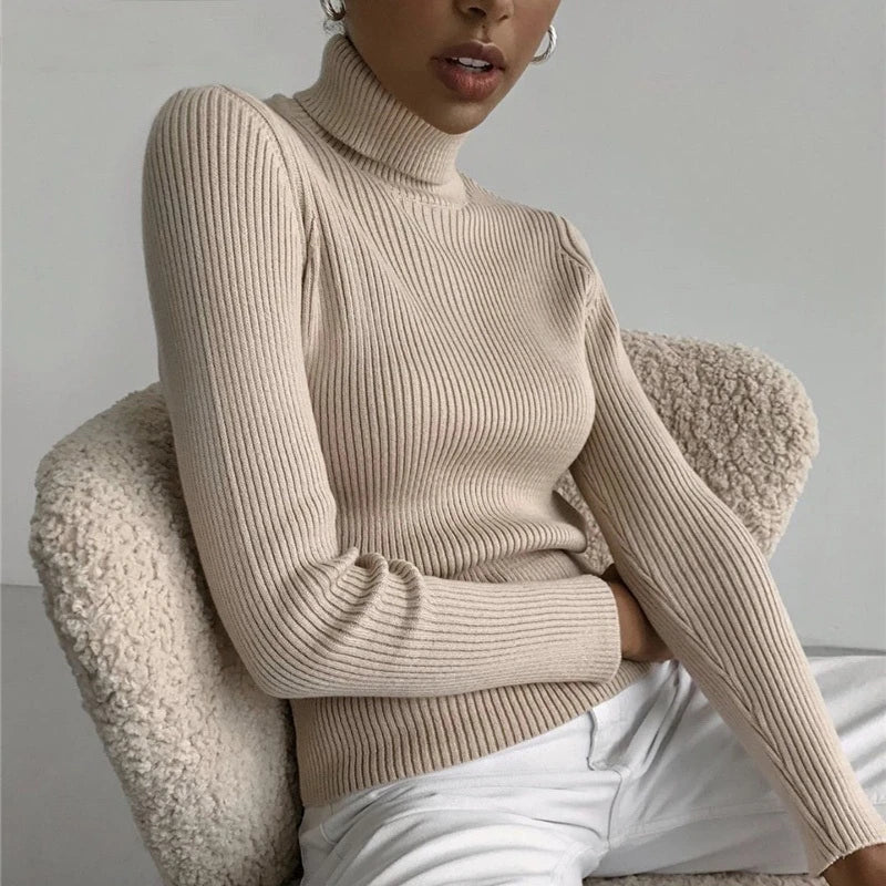 Women Fall Turtleneck Sweater Knitted Soft Pullovers Cashmere Jumpers Basic Soft Sweaters For Women 2024 Autumn Winter