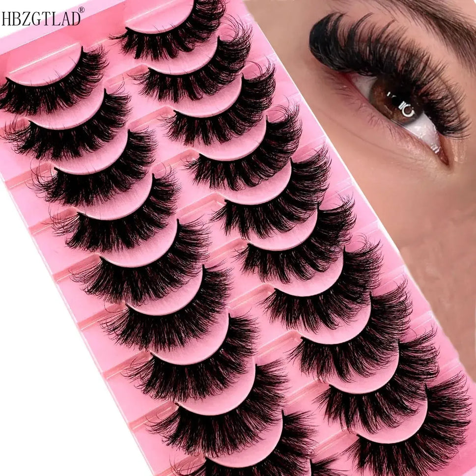 NEW 10 Pairs Cat Eye Lashes Fluffy Faux Mink Lashes 8D Wispy Lashes Pack Dramatic Long Thick Volume Eyelashes False Eyelas