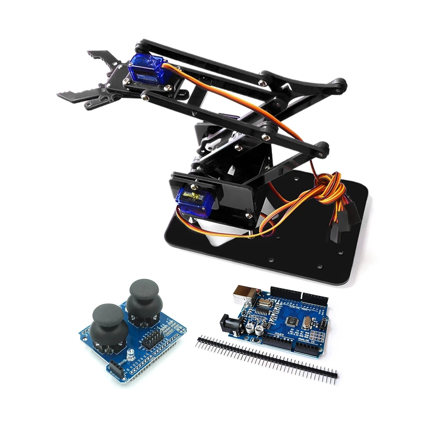 SG90 4 DOF Unassembly Acrylic Mechanical Arm Bracket Robotic Manipulator Claw For Arduino UNO Learning DIY Kit Programmable Toys