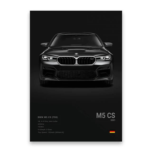 Famous Cars M5 918 GT3 Canvas Wall Art Print Poster G63 STO SLS Decorative Mural Modern Home Decor Birthday Gift Unframed