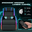 LED Gaming Massage Recliner Chair, Racing Style Single Living Room Sofa Comfortable Ergonomic Home Theater Seating, Chairs