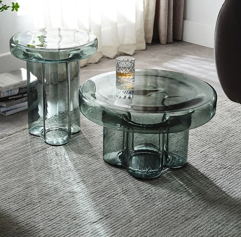 Nordic Light Luxury Glass Coffee Table Creative Petal Shape Living Room Combination Coffee Table Modern Creative Furniture