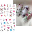 12 PCs Nail Sticker Set Spring Summer Water Decal Nail Art Ink Flowers Leaves Graffiti Slider for Nail Decoration Foils Tattoo