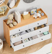 Wooden Dresser for Bedroom, Natural Rattan Dresser with Drawers 6 Drawer Chest of Drawers, Double Dressers Chest for Living Room