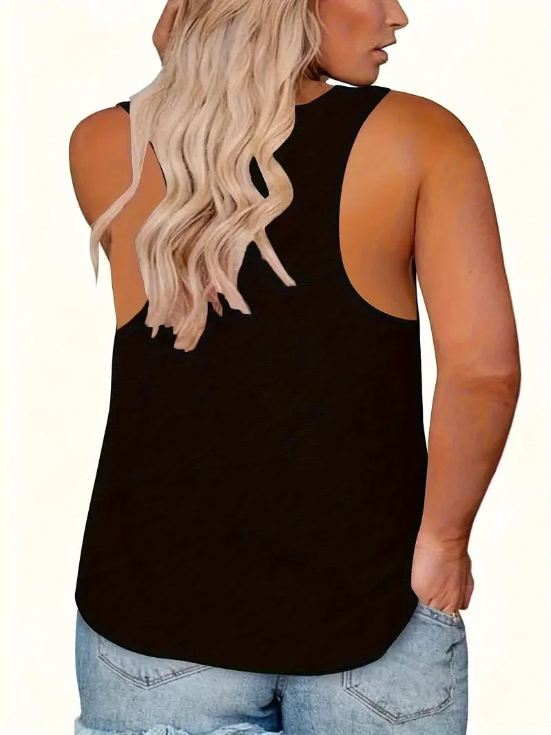 L-5XL Oversize Women's Tank Tops Sequins Sleeveless Loose Stretchy Camisole Summer Clothing Fashion Black Plus Size Vest