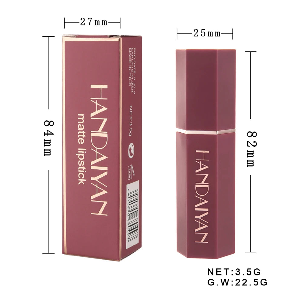 HANDAIYAN 6 Shades Matte Matte Lipstick Velvet Easy Tinting Long-Wear Makeup Lip Makeup