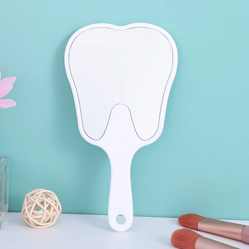 Tooth Shaped Handheld Mirror Cute Makeup Mirror Hand Held Dental Mirrors With Handle High Definition Makeup Mirror Hand Mirror F