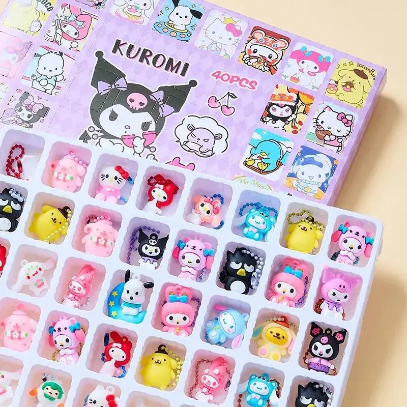 36pcs Sanrio Hellokitty Melody Doll Cartoon Gift Box Hole Outfit Children'S Handmade Cute Surprise Blind Box Birthday Girl Gift