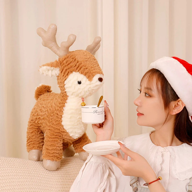 New Kawaii Christmas Tree & Elk Plush Dolls Stuffed Soft Plant Toys Sika Deer For Kids Family Xmas Decoration Gift