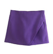 Willshela Women Fashion Asymmetrical Shorts Skirts High Waist Back Pockets Side Zipper Vintage Female Skort Solid