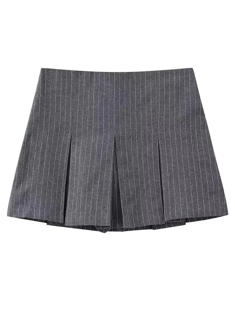 ASDS Fashion Women's High Waist Shorts Skirts Pleated Skirt Shorts Women Striped Bermuda Shorts Woman Casual Mini Shorts