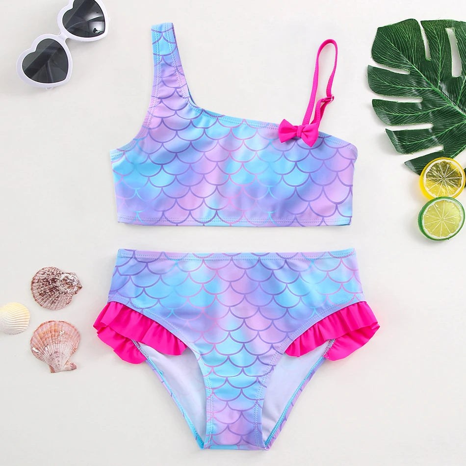 Girl's Swimsuit Fashion Mermaid Scale Print Children's Bikini Swimsuit