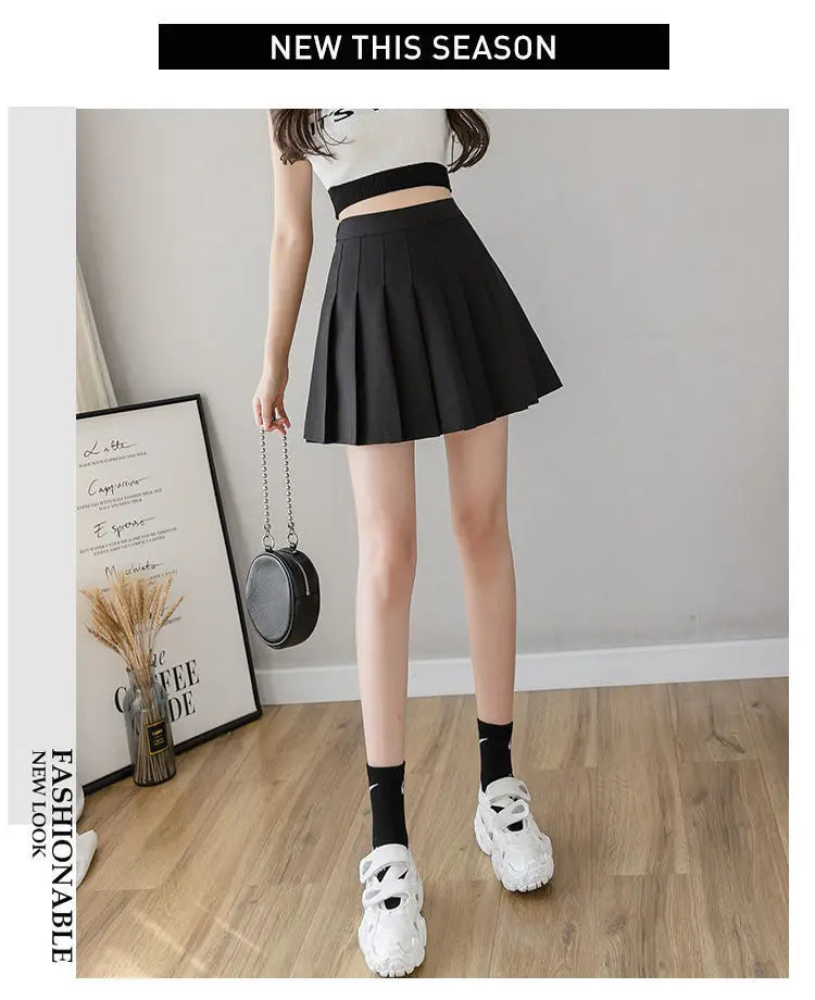 2024 White Women Pleated Skirts Summer High Waist Zipper Girls Dancing JK Mini Skirts Black Fashion Student A Line Faldas