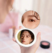 Women 2 Side Folding Makeup Compact Pocket Mirror Personalized Small LED Light Cosmetic Luminous Effect Pink White Mini Mirror