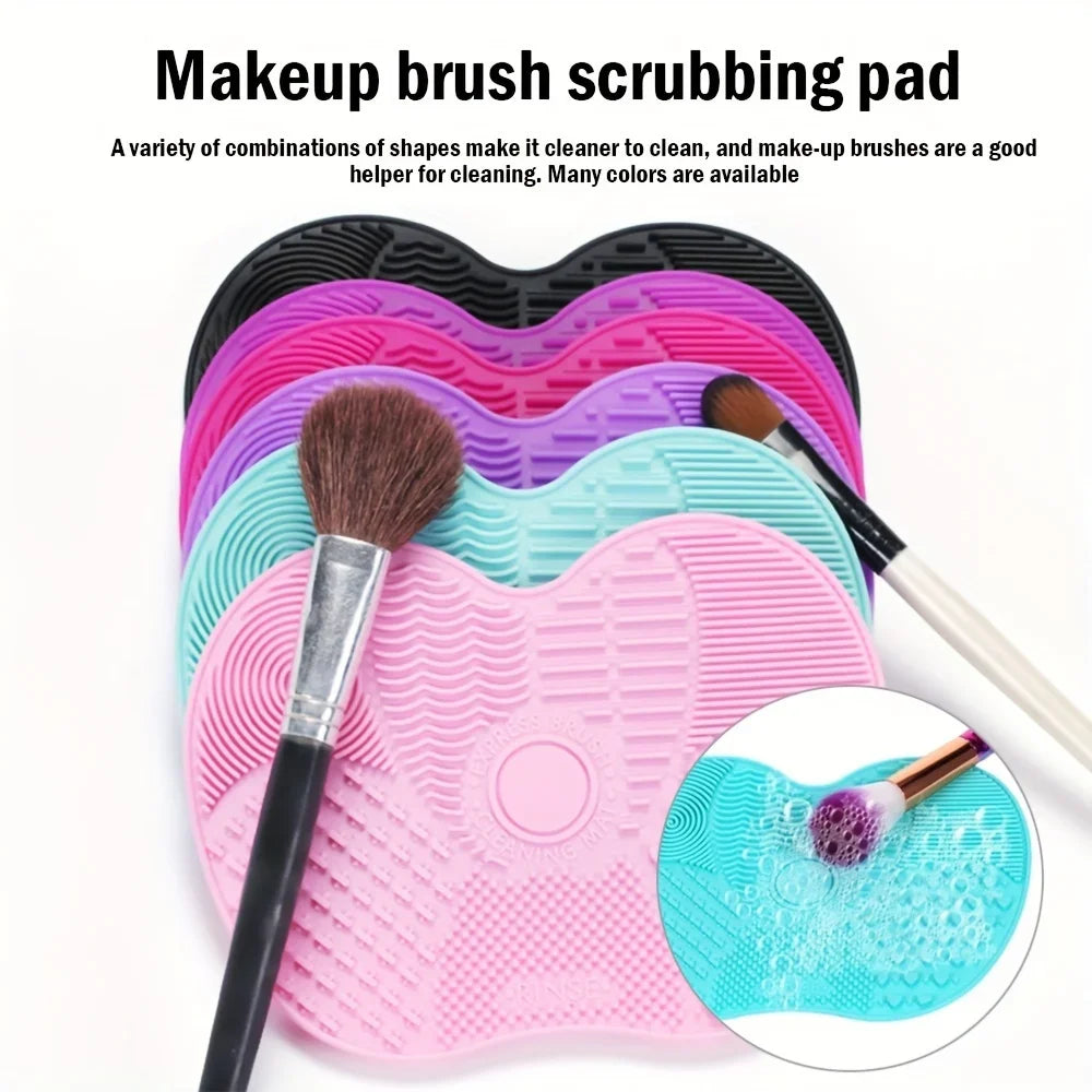 Apple Shaped Silicone  Makeup Brush Cleaning Pad-Efficient & Portable & Reusable Makeup Brush Cleaning Mat With Suction Cup