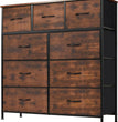 Dresser for Bedroom with 9 Drawers,Fabric Closet Organizer, Cloth Dresser with Metal Frame and Wood Tabletop Chest Storage Tower