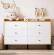 Wooden Dresser for Bedroom, Natural Rattan Dresser with Drawers 6 Drawer Chest of Drawers, Double Dressers Chest for Living Room