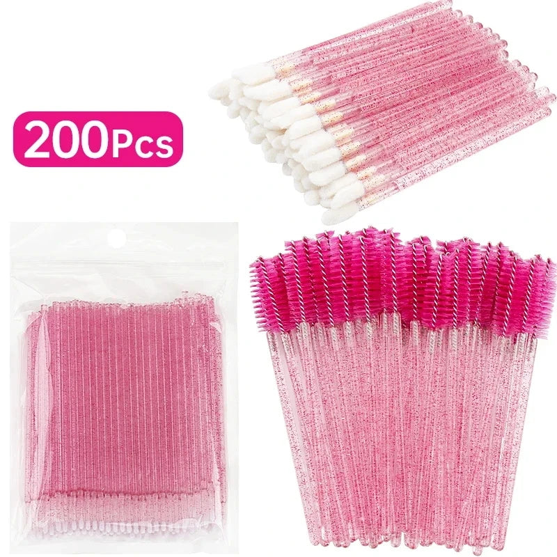 200 Pcs Disposable Makeup Brushes Set Mascara Wands Lip Brush Microbrush Applicator Swab For Eyelash Extension Make Up Tools