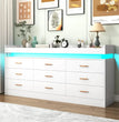 Modern Dresser 9 Drawer with LED Light,Wide Drawer Organizer Cabinet for Bedroom Living Room Chest  for Closet of Wood Drawers