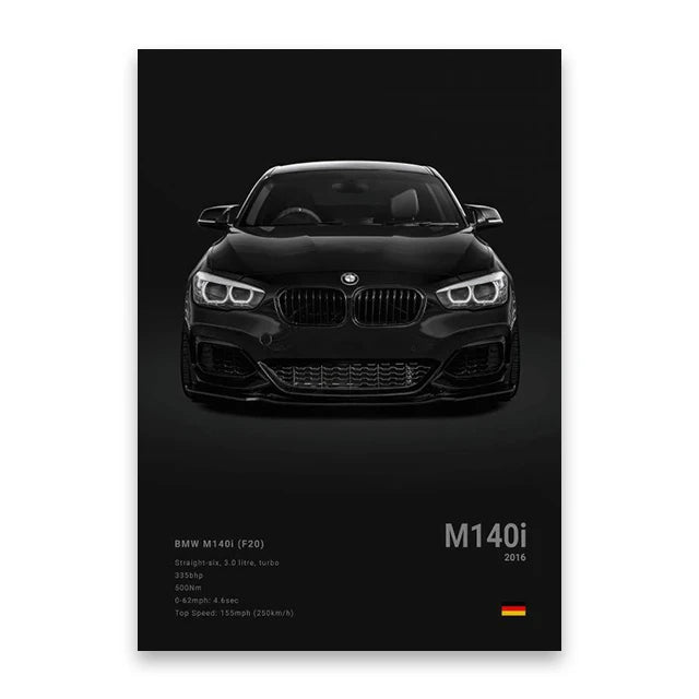 Famous Cars M5 918 GT3 Canvas Wall Art Print Poster G63 STO SLS Decorative Mural Modern Home Decor Birthday Gift Unframed