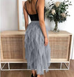 Tulle Skirts for Women Long Length Tutu Fairy Tiered Skirt A Line Mesh Elastic Waist Skirts Big Hem Black Gray Pink Beige Skirts