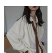 2025 Spring Minimalist Long Sleeve Button Up Shirt Women Korean Style Solid Tie Oversize Shirts Blouse Loose Clothes Autumn Tops