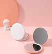 Women 2 Side Folding Makeup Compact Pocket Mirror Personalized Small LED Light Cosmetic Luminous Effect Pink White Mini Mirror