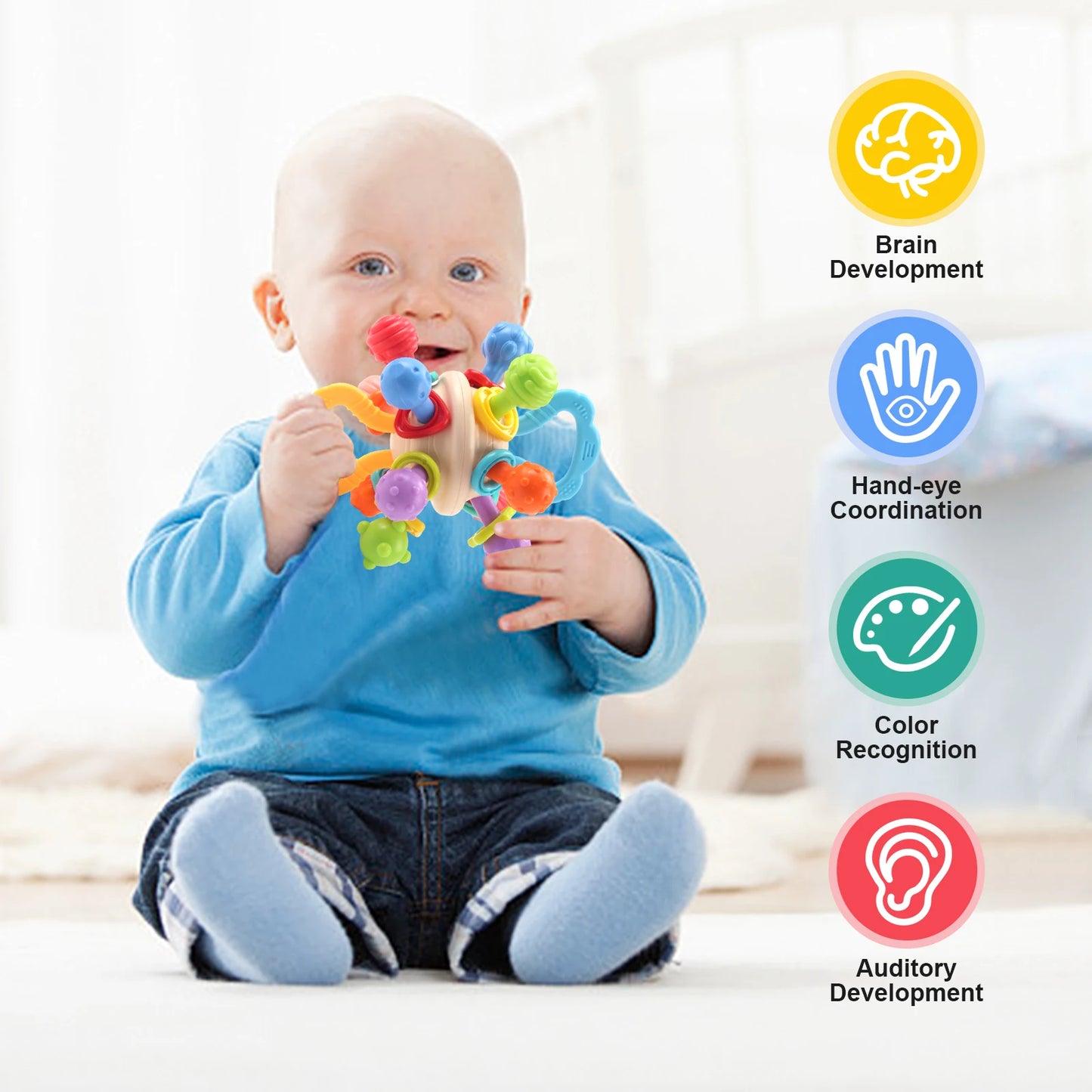 Baby Toy Manhattan Round Ball Soft Silicone Hand Grab Ball Rattle Infantil Chewable Teethers Toys For Infant 0-12months