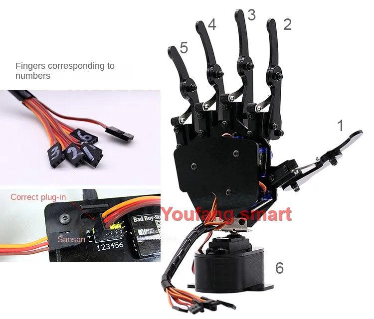 6 Dof Robotic Arm with 5 Dof Bionic Robot Hand Finger Claw for Arduino For Raspberry Pi 5 Kit Programmable Manipulator Project