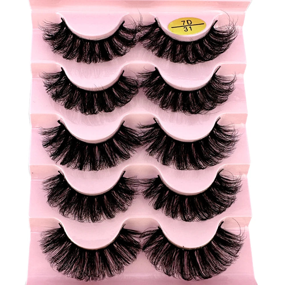 5pairs Classic Hybrid Volume Lashes New Arrival Wispy D Curl Short Russian Strip Lashes Makeup False Eyelashes