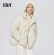 Semir Down Jacket Women Solid Color Design Sense 2022 Winter New Three-Proof Loose Stand-Up Collar Coat Ladies All-Match