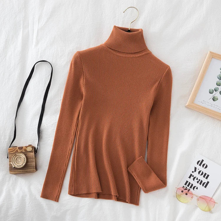 Women Turtleneck Sweater Knitted Soft Pullovers cashmere Jumpers Basic Solid Soft Sweaters Women Autumn Winter Casual Top