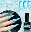 Mtssii 6PCS/Set Blue Nail Polish Gel Set Sequins Semi Permanent Base Matte Top Coat Soak Off LED UV Nail Art Gel Varnish Kit