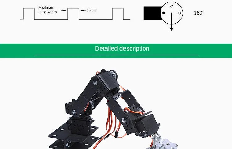 360 Degrees 6 DOF Robot Metal Alloy Mechanical Arm Claw Kit MG996R for Arduino Robotics Kit Educational Ps2 Programmable Toys