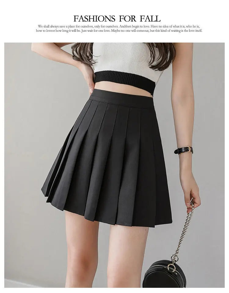 2024 White Women Pleated Skirts Summer High Waist Zipper Girls Dancing JK Mini Skirts Black Fashion Student A Line Faldas