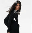 Hirsionsan Spring Autumn O-Neck Elastic Knit Long Dresses Women 2024 Elegant Chic Soft Lady Hollowing Sweater Dresses Femme New