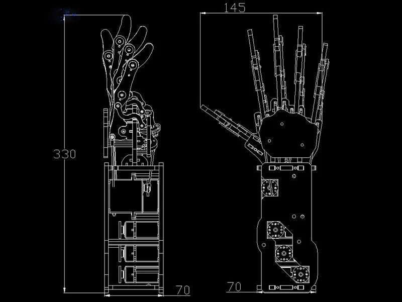 5 Dof Robot Hand Five Fingers Finished Bionic Palm Claw Gripper for Arduino Robot Manipulator Bionic Robot Palm Programmable Toy