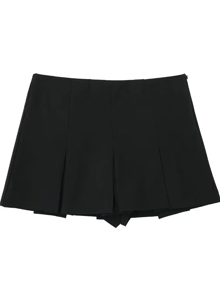 ASDS Fashion Women's High Waist Shorts Skirts Pleated Skirt Shorts Women Striped Bermuda Shorts Woman Casual Mini Shorts