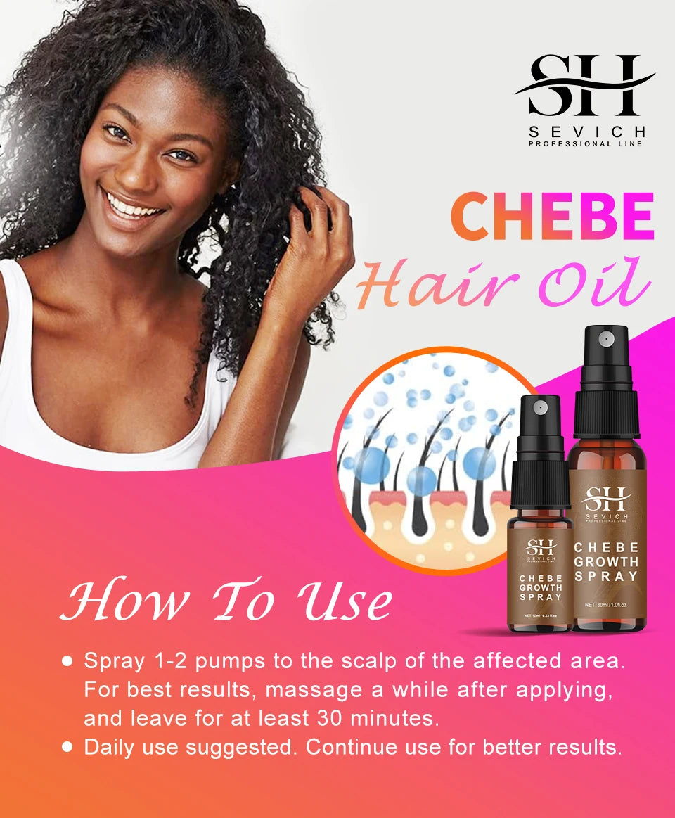 Sevich Chebe Hair Loss Treatment Spray Traction Alopecia Chebe Powder Essential Oil Africa Crazy Hair Growth Products Hair Care