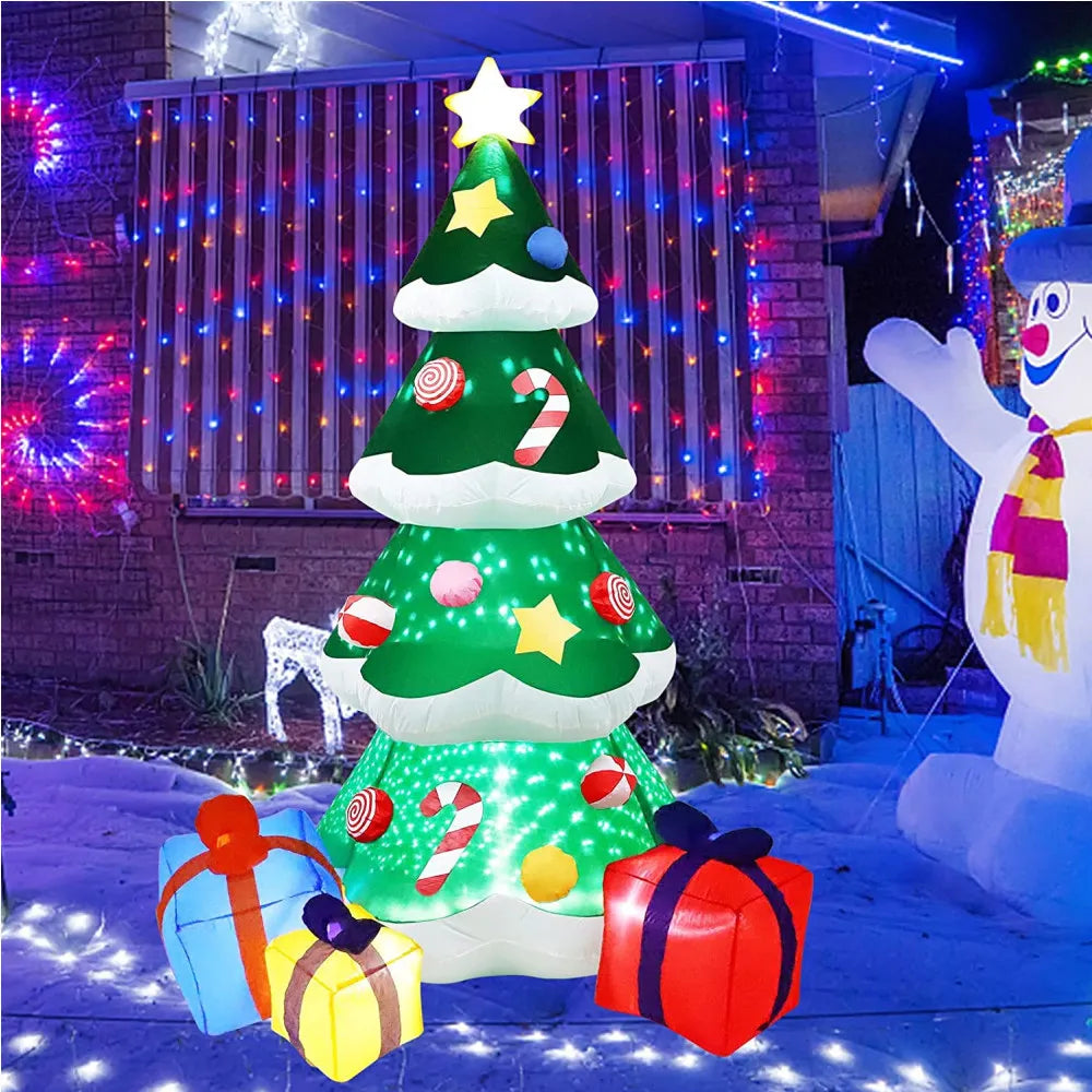 2.1M/7FT Christmas Inflatable Xmas Tree With LED Lights Outdoor Ornament Christmas Gift Party New Year Indoor Decoration Toys