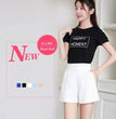 Women Shorts Spring Summer Casual High Waist A-line Shorts Loose Wide Leg Chiffon Shorts Chic Lady Black White Suit Shorts