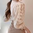 Fashion Long Sleeve Women Blouse Hollow Out Lace Blouse Shirt Tops Women Blusas Mujer De Moda 2024 Blouses Femme Women Shirts