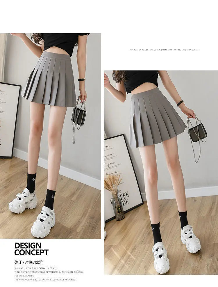 2024 White Women Pleated Skirts Summer High Waist Zipper Girls Dancing JK Mini Skirts Black Fashion Student A Line Faldas