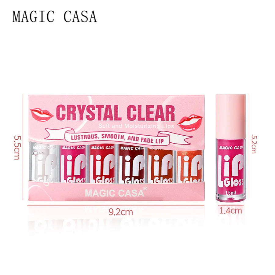 MAGIC CASA 6pcs/set Hydrating Jelly Lip Oil long-lasting Moisturizing  smooth shimmering Lip Hydrating Liquid