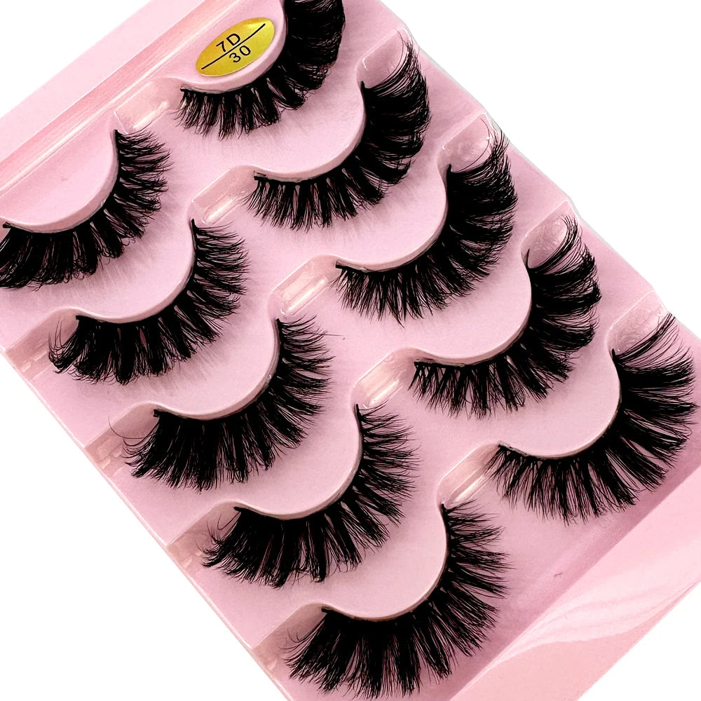 5pairs Classic Hybrid Volume Lashes New Arrival Wispy D Curl Short Russian Strip Lashes Makeup False Eyelashes