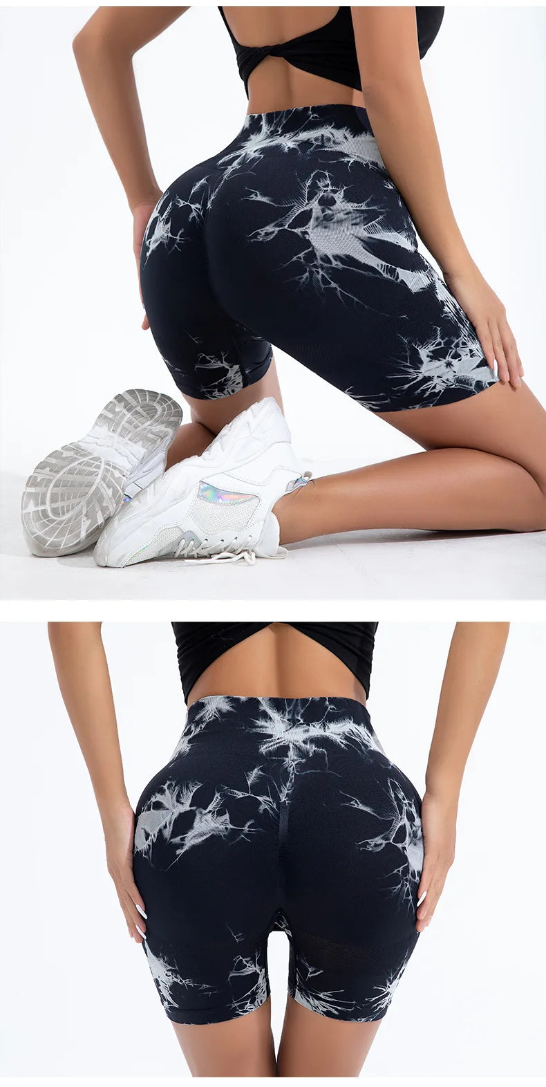 Summer Women High Waist Butt Lift Shorts Legging Seamless Leggings Fashion Tie Dye Shorts Gym Workout Running Pants