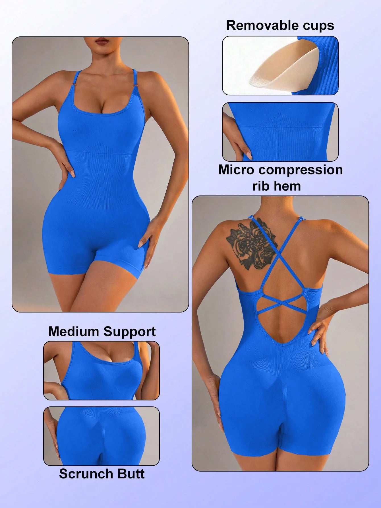 Summer 9 Color Solid Women Jumpsuit Skinny Short Bodycon High Elasticity Nylon Bodysuit Yoga Sports Workout Gym One Piece