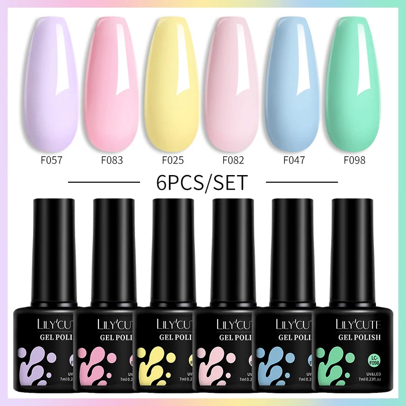 LILYCUTE 6Pcs/Set Gel Nail Polish Popular Colors In Autumn Semi Permanent Soak Off UV LED Nail Art Gels Nail Gel Polish